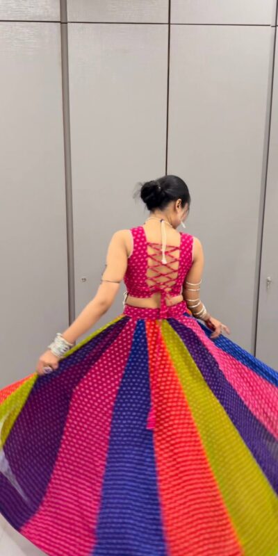 Perfect Multi Georgette Mirror Hand Work Lehenga Choli