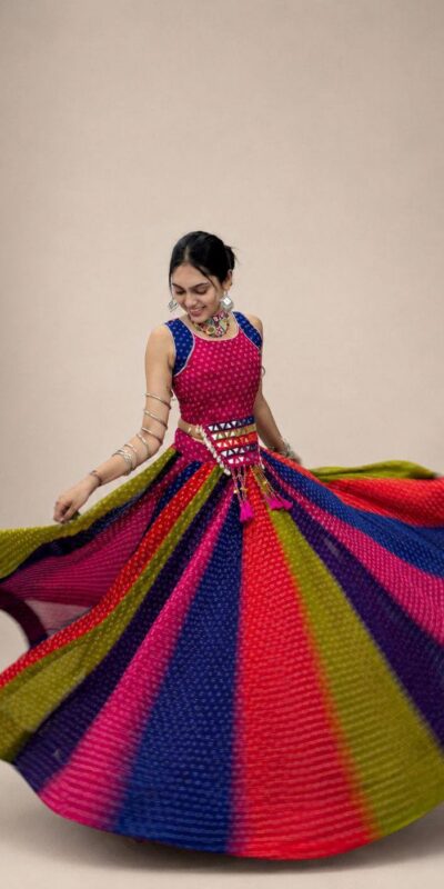 Perfect Multi Georgette Mirror Hand Work Lehenga Choli