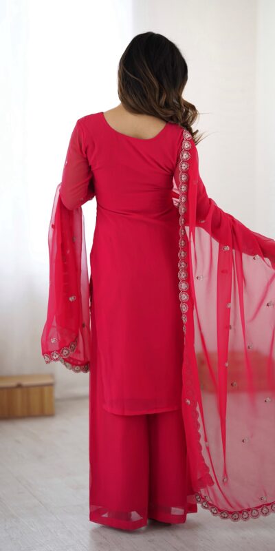 Perfect Pink Faux Georgette Thread Work Salwar Suit