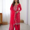 Perfect Pink Faux Georgette Thread Work Salwar Suit