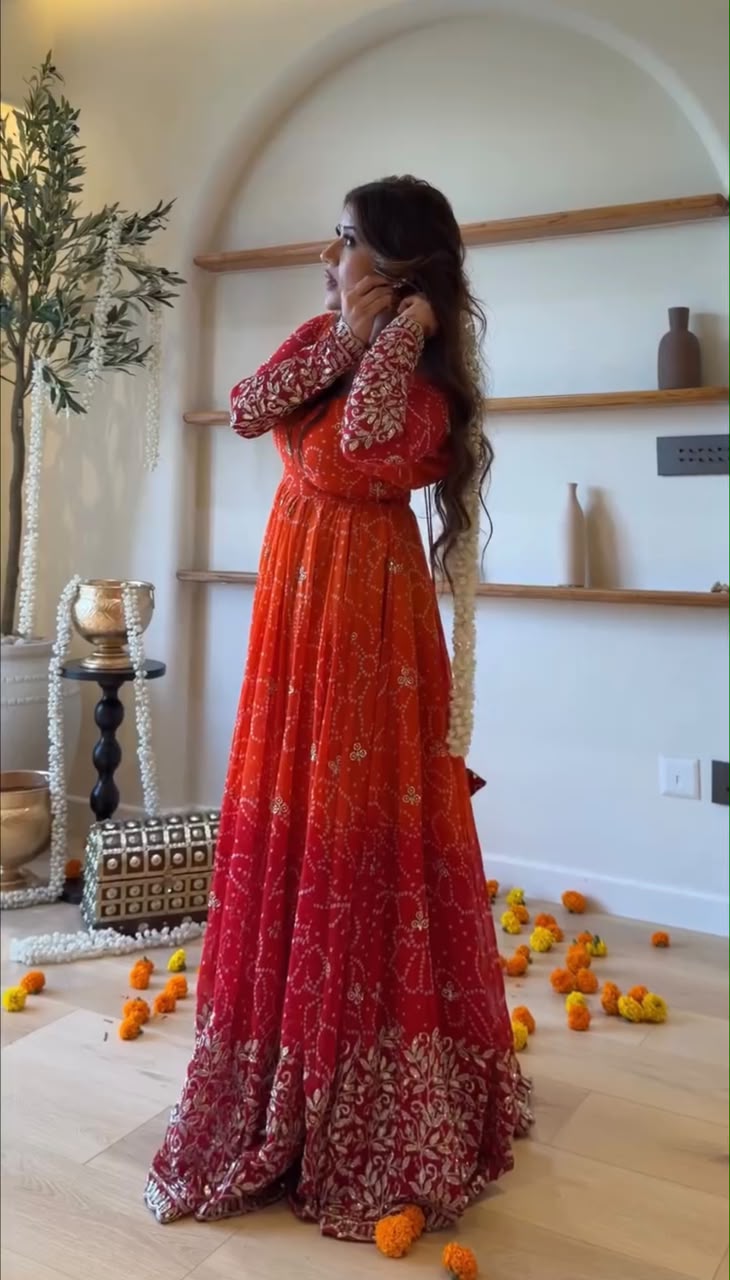 Perfect Red Faux Georgette Thread Work Salwar Suit