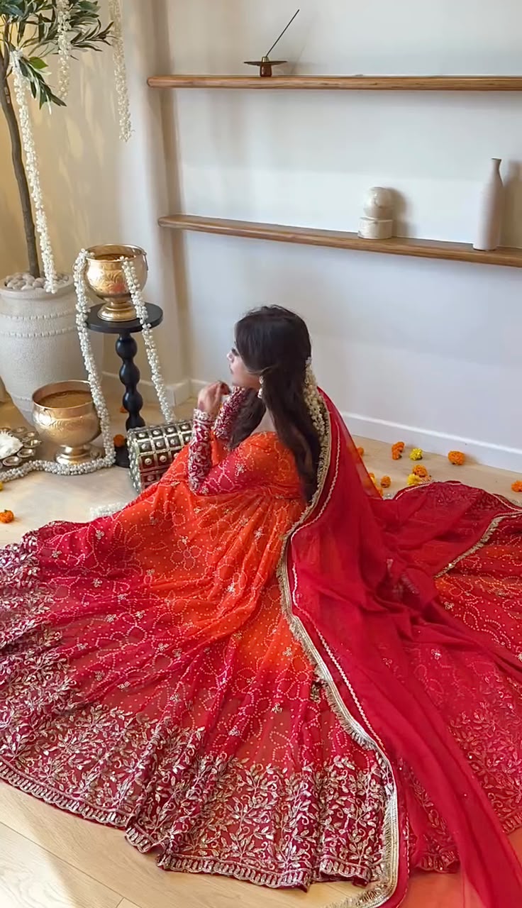Perfect Red Faux Georgette Thread Work Salwar Suit