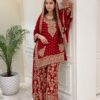 Perfect Rust Faux Georgette Sequences Work Salwar Suit