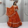 Perfect Rust Georgette Sequence Work Lehenga Choli