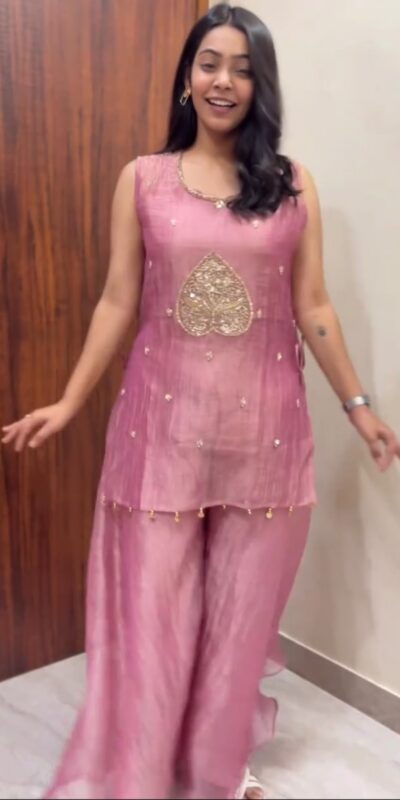 Pretty Pink Salsa Embroidery Work Salwar Suit