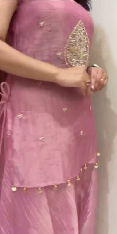 Shiny Pink Salsa Silk Embroidery Hand Work Salwar Suit