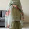 Shiny Pista Faux Georgette Thread Work Salwar Suit