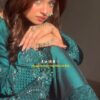 Shiny Teal Natural Crepe Silk Thread Work Salwar Suit