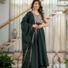 Shiny Teal Neutral Crepe Silk Embroider Work Salwar Suit