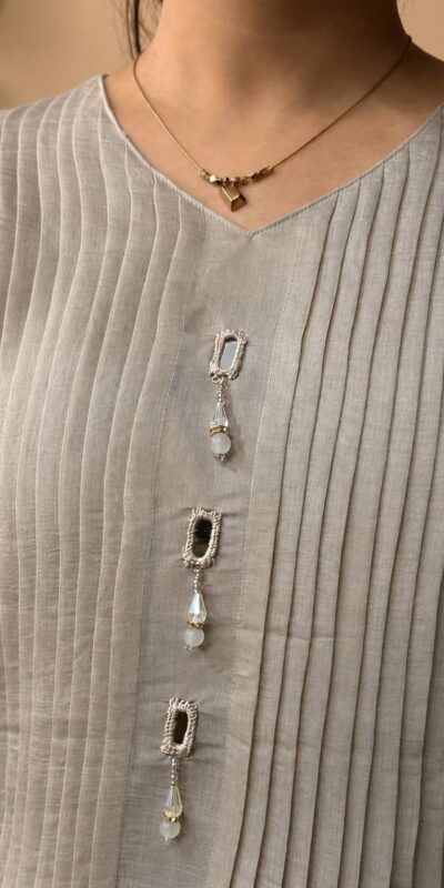 Special Grey Mal Chanderi Hand Work Salwar Suit