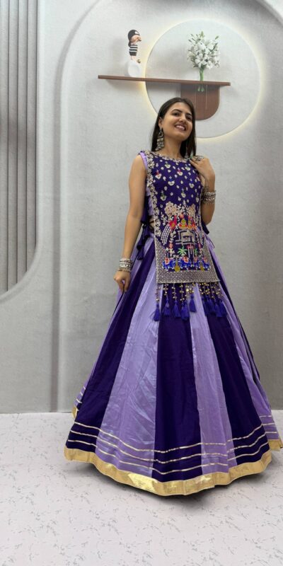 Special Lavender Vichitra Thread Work Lehenga Choli