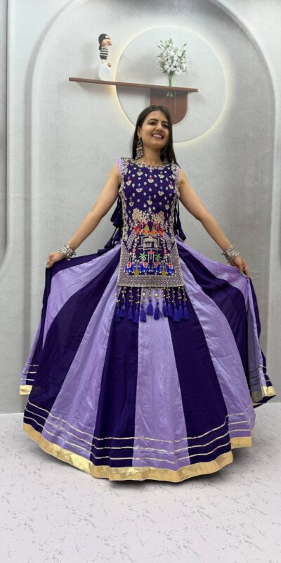 Special Lavender Vichitra Thread Work Lehenga Choli