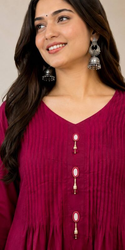 Special Red Mal Chanderi Hand Work Salwar Suit