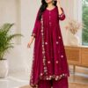 Special Red Mal Chanderi Hand Work Salwar Suit