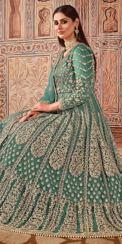 Super Blue Butterfly Net Sequins Work Salwar Suit