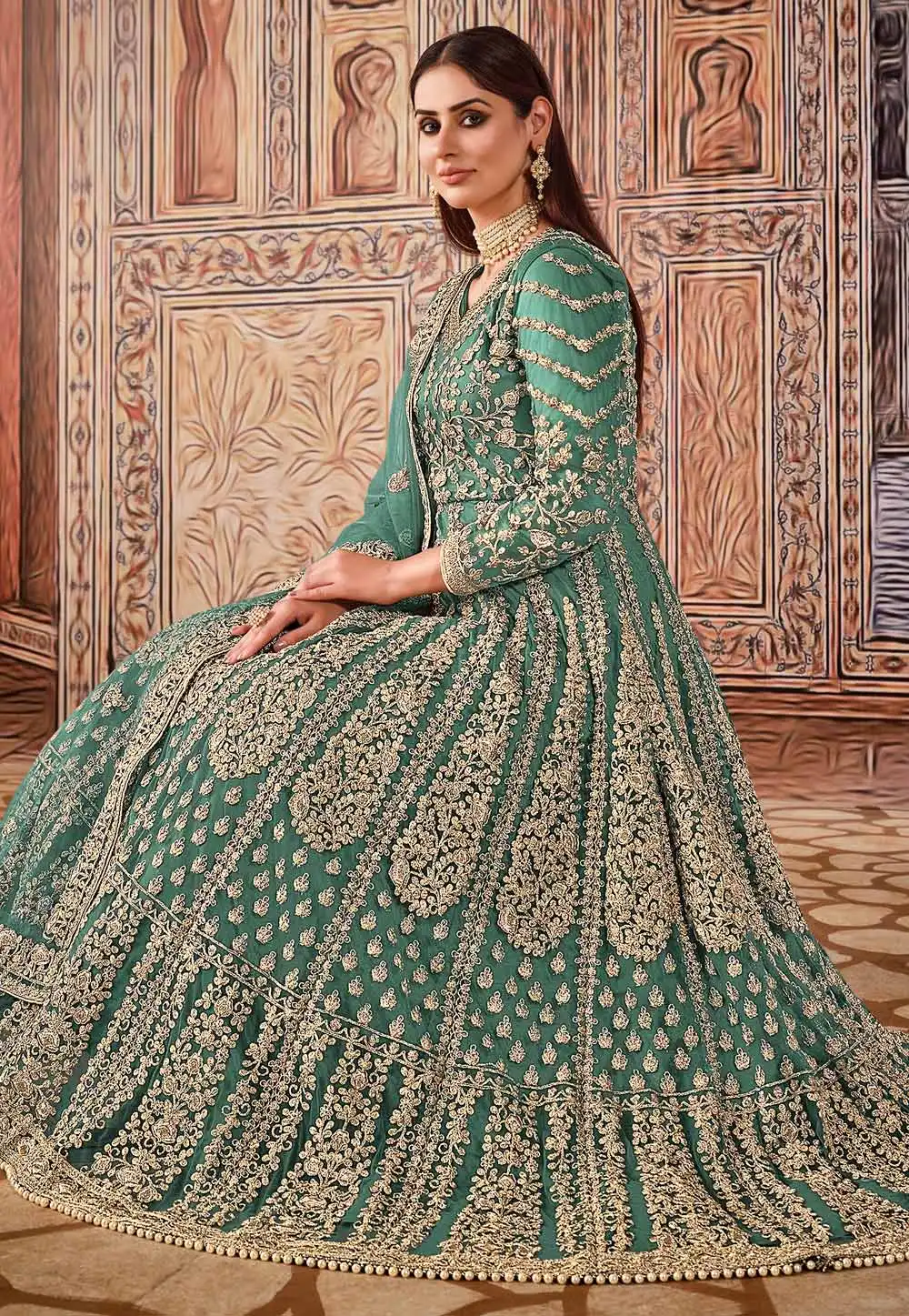 Super Blue Butterfly Net Sequins Work Salwar Suit