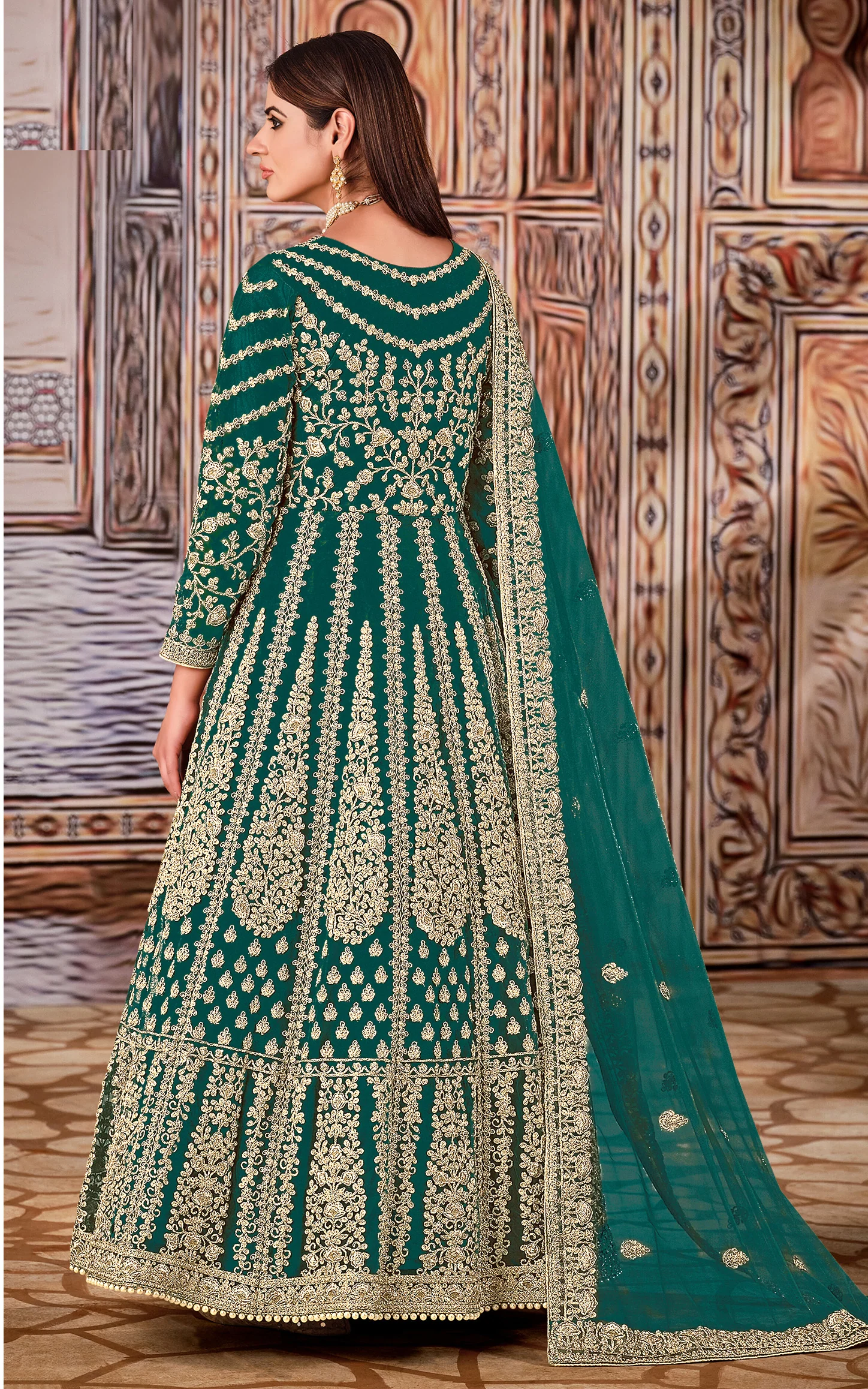 Super Blue Butterfly Net Sequins Work Salwar Suit