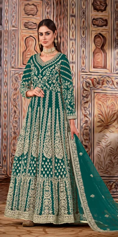 Super Blue Butterfly Net Sequins Work Salwar Suit