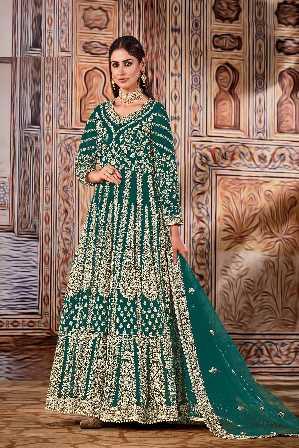 Super Blue Butterfly Net Sequins Work Salwar Suit