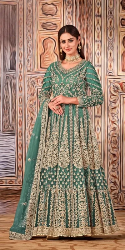 Super Blue Butterfly Net Sequins Work Salwar Suit