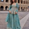 Super Blue Vichitra Embroidery Work Salwar Suit