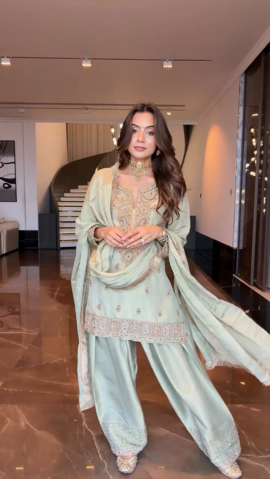 Super Light Pista Germane Chinon Embroidery Work Salwar Suit