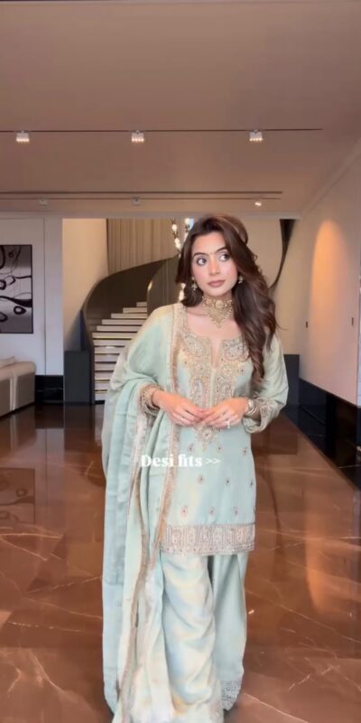 Super Light Pista Germane Chinon Embroidery Work Salwar Suit