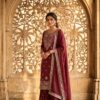 Super Maroon NC Zimmy Silk Embroidery Work Salwar Suit