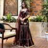 Super Maroon Viscose Velvet Embroider Work Salwar Suit
