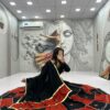 Super Orange Cotton Hand Mirror Work Lehenga Choli
