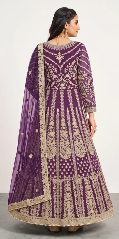 Super Purple Butterfly Net Sequins Work Salwar Suit