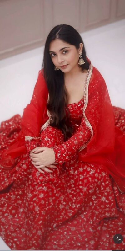 Super Red Blooming ⁠Georgette Sequins Work Salwar Suit