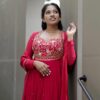 Super Red Rangoli Crush Embroidery Work Salwar Suit