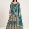 Super Teal Butterfly Net Sequins Work Salwar Suit