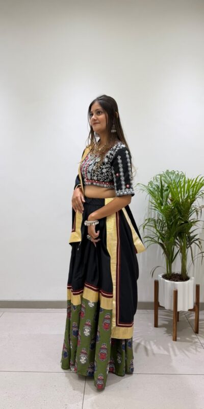 Trendy Black Rayon Embroider Work Lehenga Choli