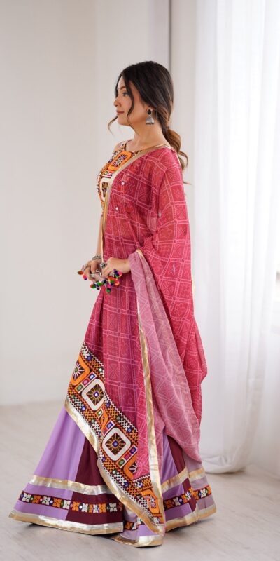 Trendy Maroon Rayon Gamthi Work Lehenga Choli