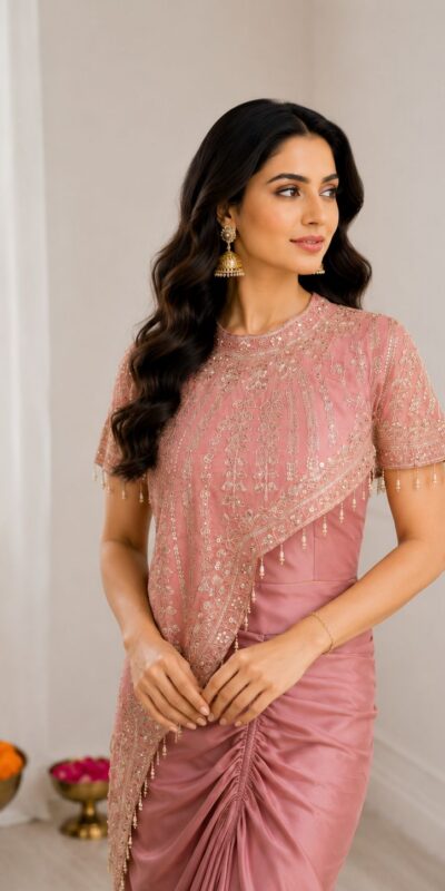 Trendy Peach Crepe Silk Embroidery Work Dhoti Suit
