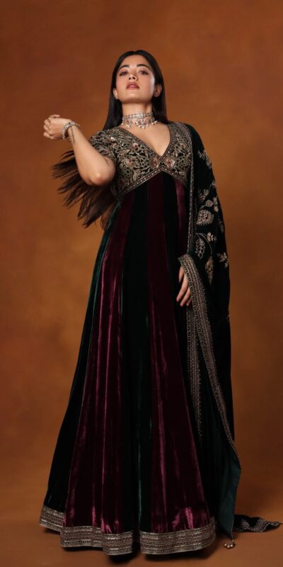 Unique Maroon 9000 Velvet Sequence Work Gown