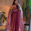Unique Pink Fendy Silk Embroidery Work Gown