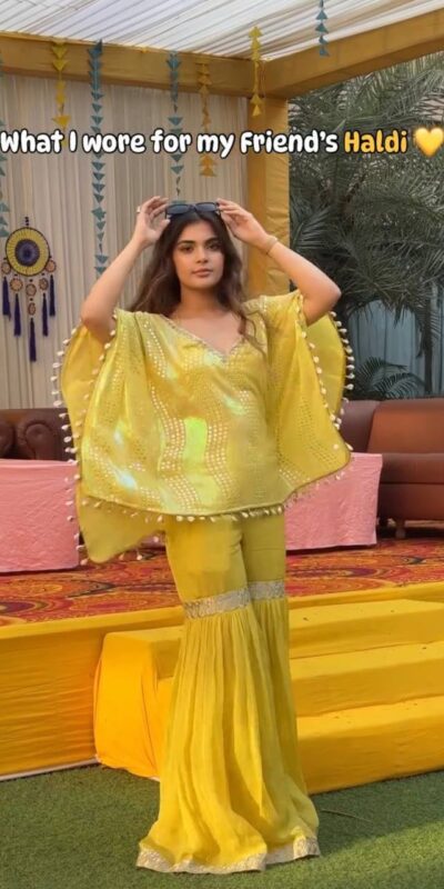 Unique Yellow Faux Georgette Sequins Work Kaftan Salwar Suit