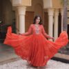 KA 1275 Orange in Colour Faux Georgette Bandhani Print Work Gown. Available at ₹1669 only. Delivery 4-6 Working Days. Shop now. | Gowns, Bollywood Gowns, Creative Gowns, Designer Gowns, Embroidered Gowns, Party Wear Gowns
