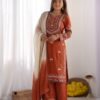 NSR 888 Rust Rayon Salwar Suit with Embroidery Work & Thread Embroidery. Best Price ₹2199. Delivery 4-6 Working Days. Shop now. | Jump Suits, Salwar suit, Casual Suits, Creative suits, Designer Suits, Palazzo Suits, Party Wear Suits, Patiala Suits, Straight Suits