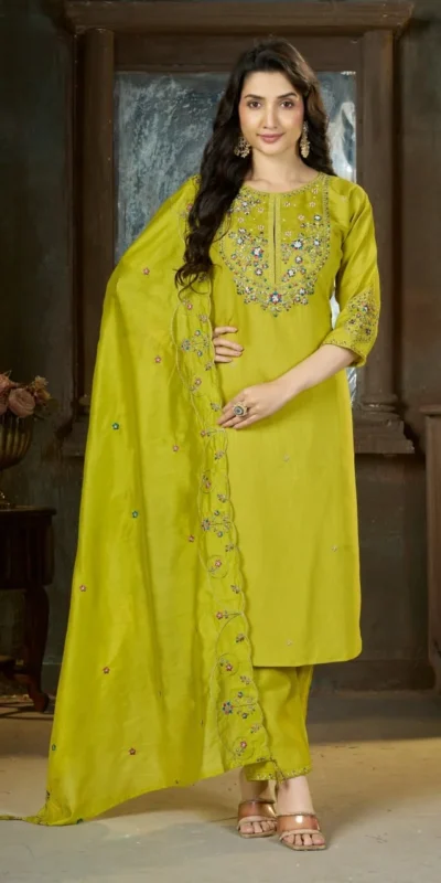 DIVA 177 Light Green Thread Embroidery & Embroidery Work Salwar Suit in Brown Marina Silk. Now at just ₹2399. Delivery 4-6 Working Days. Shop now. | Jump Suits, Salwar suit, Casual Suits, Creative suits, Designer Suits, Palazzo Suits, Party Wear Suits, Patiala Suits, Straight Suits