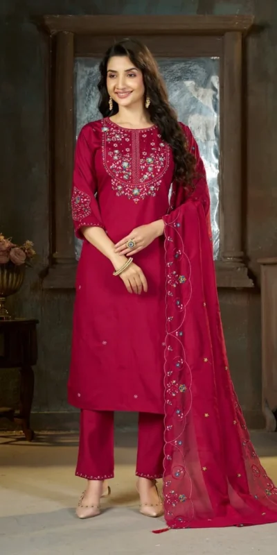 DIVA 177 Pink Thread Embroidery & Embroidery Work Salwar Suit in Brown Marina Silk. Now at just ₹2399. Delivery 4-6 Working Days. Shop now. | Jump Suits, Salwar suit, Casual Suits, Creative suits, Designer Suits, Palazzo Suits, Party Wear Suits, Patiala Suits, Straight Suits