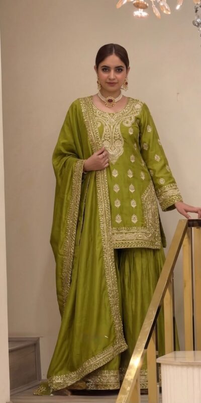 AD 236 Mehendi Color Chinon Silk Salwar Suit with Embroidery Work. Online Get it for ₹2349. Delivery 4-6 Working Days. Shop now. | Jump Suits, Salwar suit, Casual Suits, Creative suits, Designer Suits, Palazzo Suits, Party Wear Suits, Patiala Suits, Straight Suits
