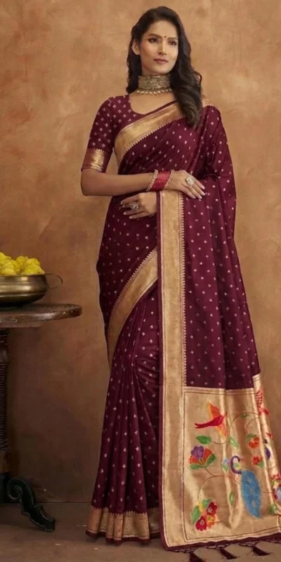MB 239 Maroon Color Organza Silk Saree with Moti Work & Zari Work. Grab it for ₹2299. Delivery 4-6 Working Days. Shop now. | Sarees, Bollywood Sarees, Creative Sarees, Designer Sarees, Embroidered Sarees, Ethnic Saree, Modern Digital sarees, Party Wear Sarees