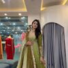 SR 1725 Mehendi Faux Georgette Gown with Mirror Work & Embroidery Work. Get it for ₹2449. Delivery 4-6 Working Days. Online Shop now. | Gowns, Bollywood Gowns, Creative Gowns, Designer Gowns, Embroidered Gowns, Party Wear Gowns