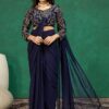 Fancy Navy Blue Faux Georgette Sequence Work Saree