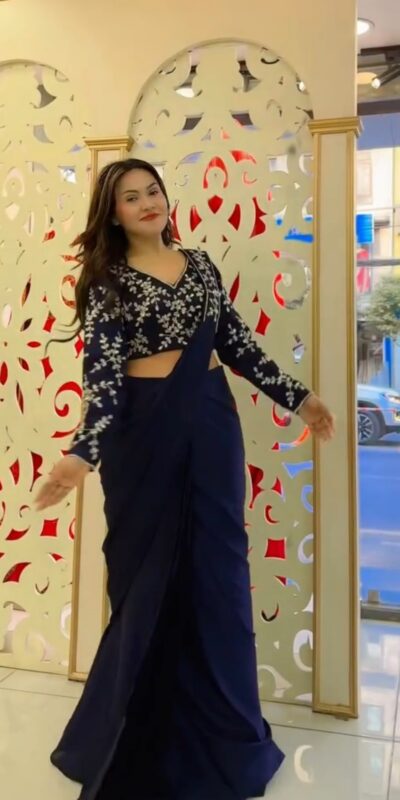 ST 1208 Navy Blue Color Faux Georgette Embroidery Sequins Work Saree Casual, Wedding, Festive, Events . Expected Delivery  4-6 Working Days @2099/- only                                                                                | Sarees, Bollywood Sarees, Creative Sarees, Designer Sarees, Embroidered Sarees, Ethnic Saree, Modern Digital sarees, Party Wear Sarees