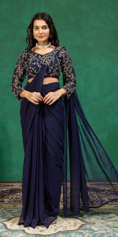 ST 1208 Navy Blue Color Faux Georgette Embroidery Sequins Work Saree Casual, Wedding, Festive, Events . Expected Delivery  4-6 Working Days @2099/- only                                                                                | Sarees, Bollywood Sarees, Creative Sarees, Designer Sarees, Embroidered Sarees, Ethnic Saree, Modern Digital sarees, Party Wear Sarees